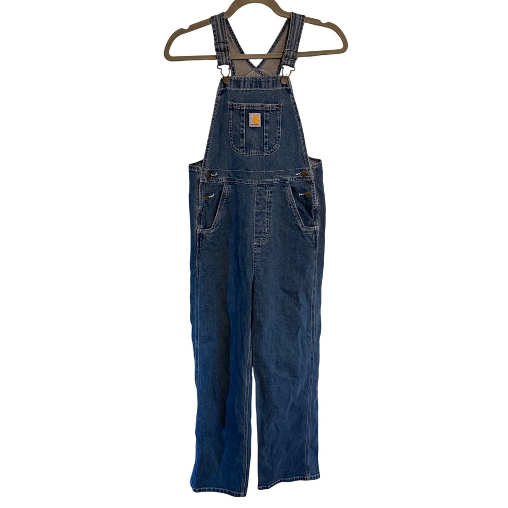 Carhartt Kids Blue Denim Overalls Bibs Size 12 Casual Utility Fall School